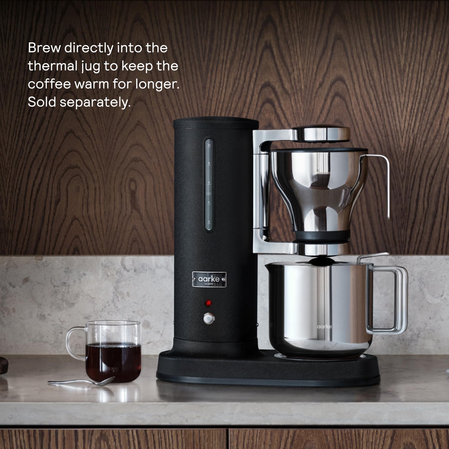 aarke Drip Coffee Maker with 42oz Glass Carafe, Matte Black