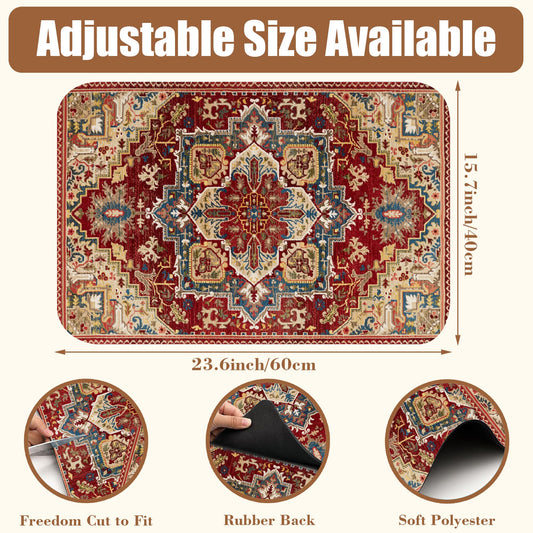 Boho Dish Drying Mat Persian Tribal Coffee Bar Mat for Countertop Absorbent Rubber Backed Hide Stain Dish Drainer Rack Pad Espresso Machine Coffee Pot Dining Room Decoration 15.7 x 23.6 Inch