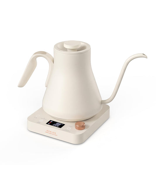 Epeios Electric Kettle, Gooseneck Electric Kettle with ±1°F Temperature Control, 1200W Rapid Heating for Pour Over Coffee & Tea, 304 Stainless Steel Interior, Auto Shut-Off, 0.9L, Cream White