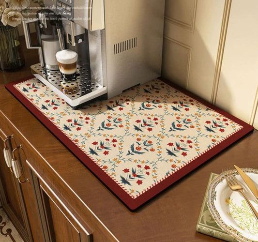 Cciphy Cute Coffee Maker Mat Colorful Dish Drying Mat for Countertops