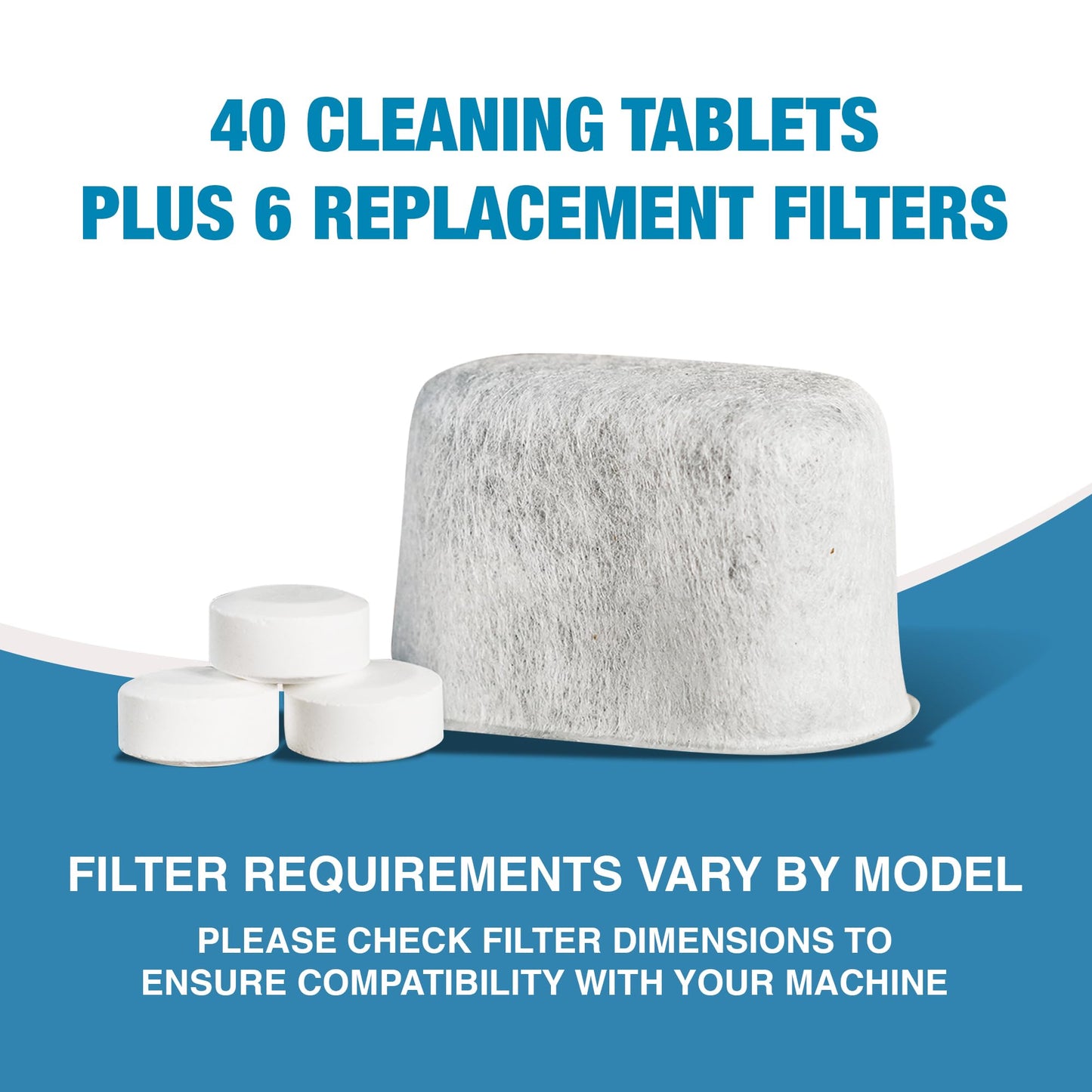 CleanEspresso - Designed For Breville Cleaning Kit - 40 Cleaning Tablets and 6 Water Filters for Breville Espresso Machines - 2g Espresso Machine Tablets