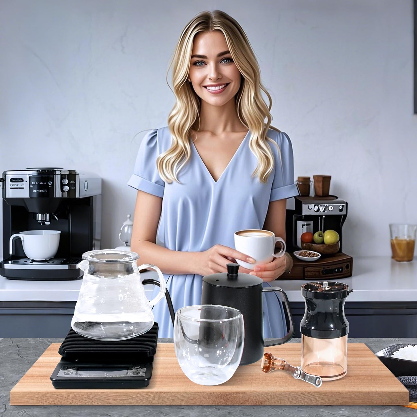 Kompixitys Pour Over Coffee Maker Set, All in One Portable Coffee Maker, Ideal for Home Brewing and Travel, Coffee Lover Gift