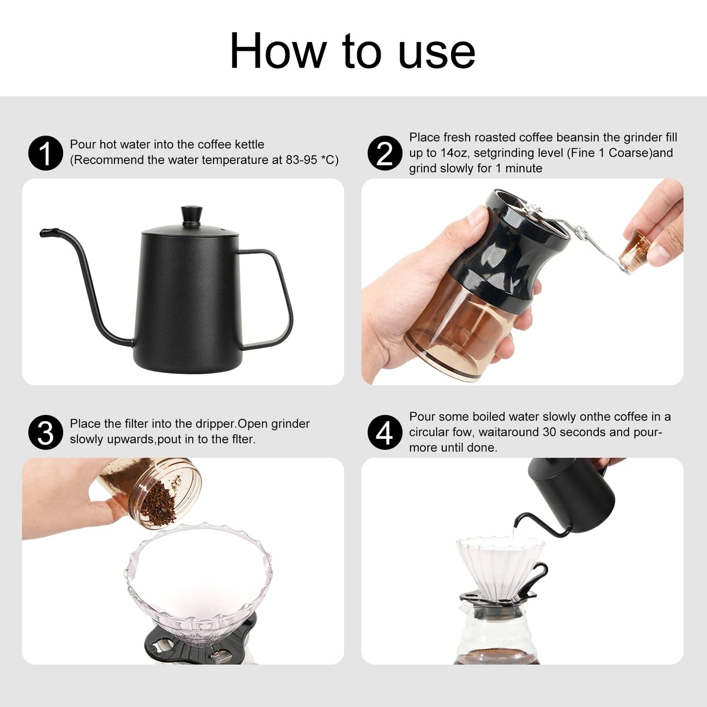 Kompixitys Pour Over Coffee Maker Set, All in One Portable Coffee Maker, Ideal for Home Brewing and Travel, Coffee Lover Gift
