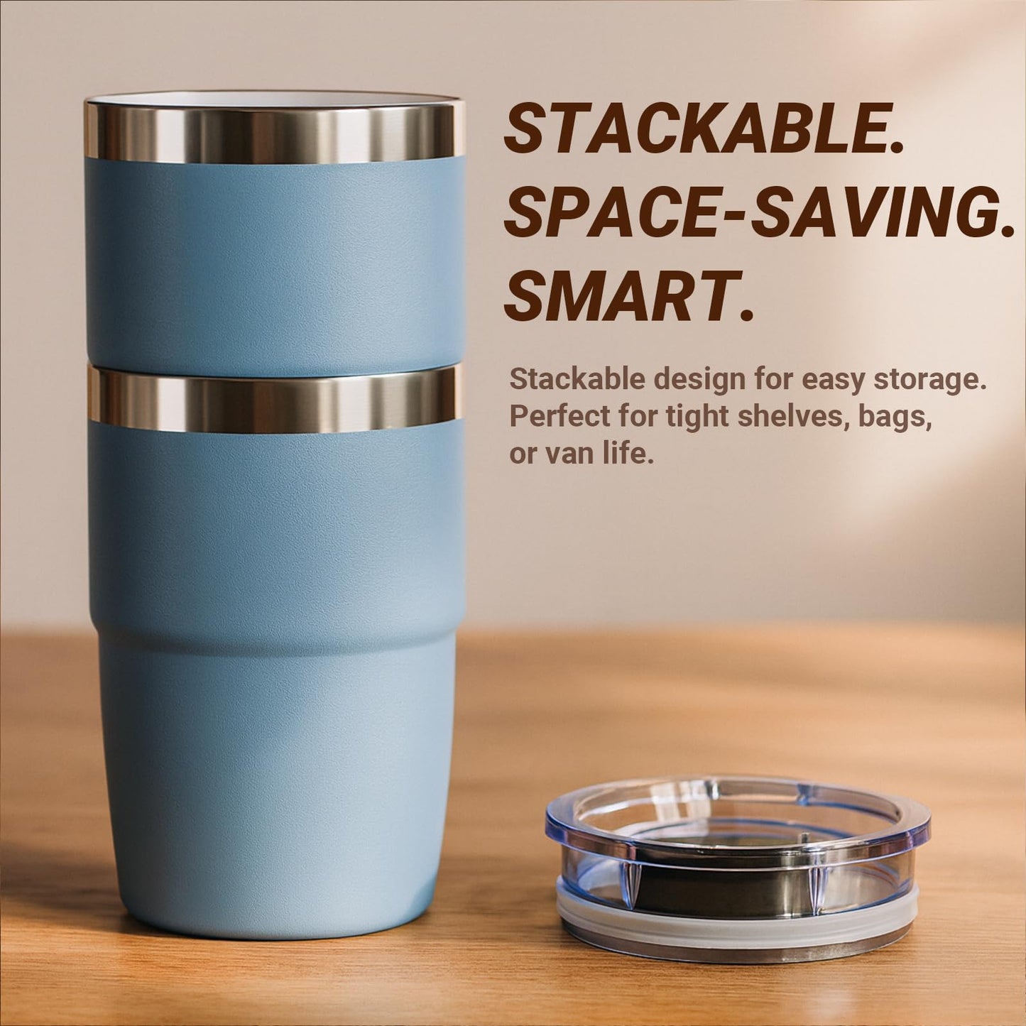 Cafezi 8 oz Small Coffee Cup with Magnetic Lid, Ceramic-Lining