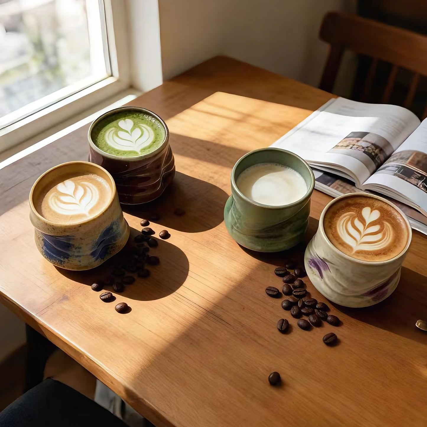 lavzpqmnr Espresso and tea mug set, 5oz colored coffee mugs.