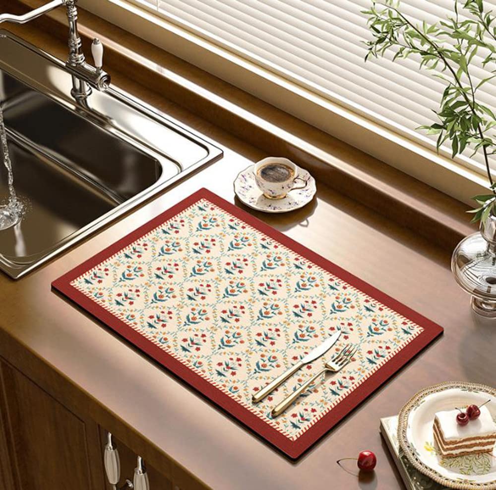 Cciphy Cute Coffee Maker Mat Colorful Dish Drying Mat for Countertops