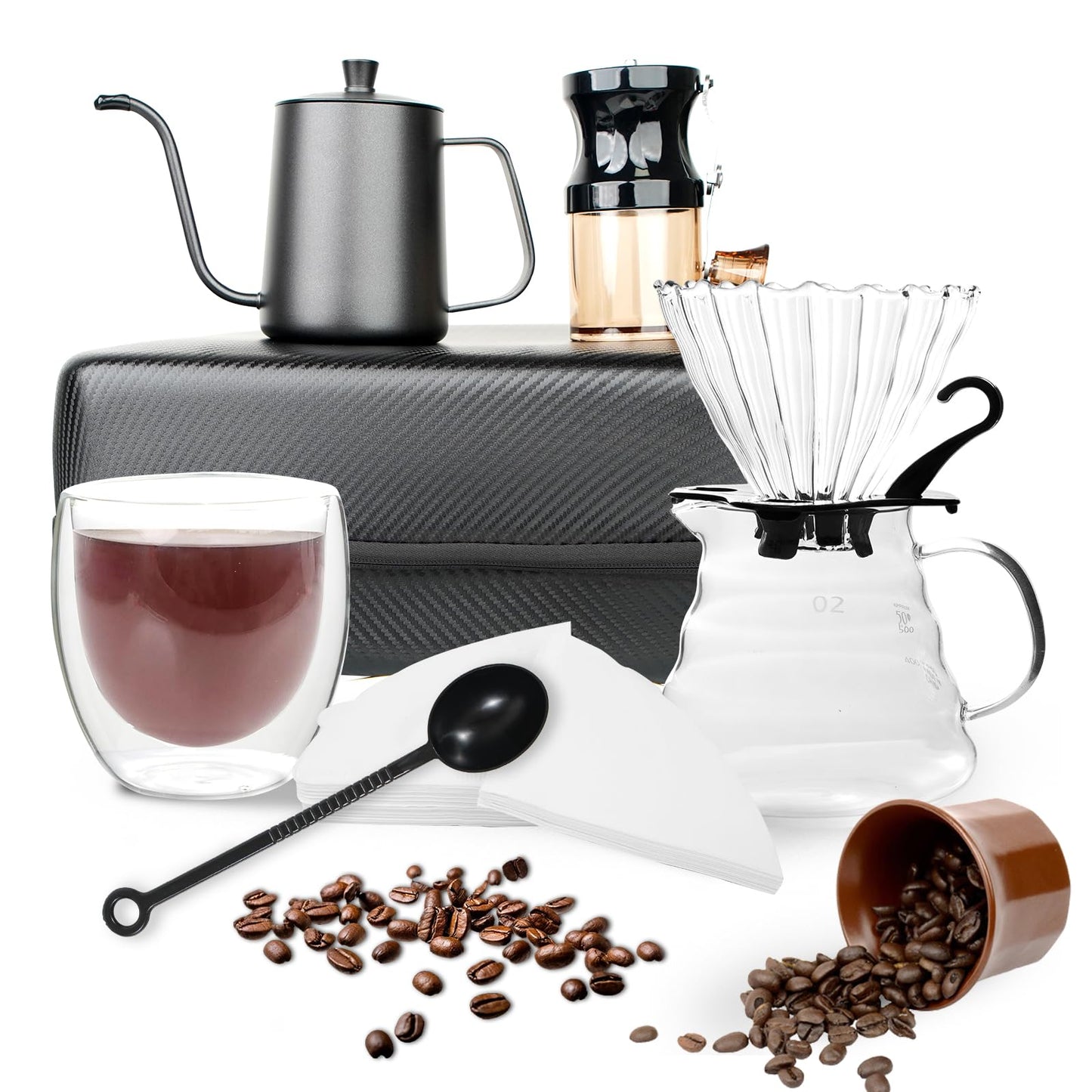 Kompixitys Pour Over Coffee Maker Set, All in One Portable Coffee Maker, Ideal for Home Brewing and Travel, Coffee Lover Gift