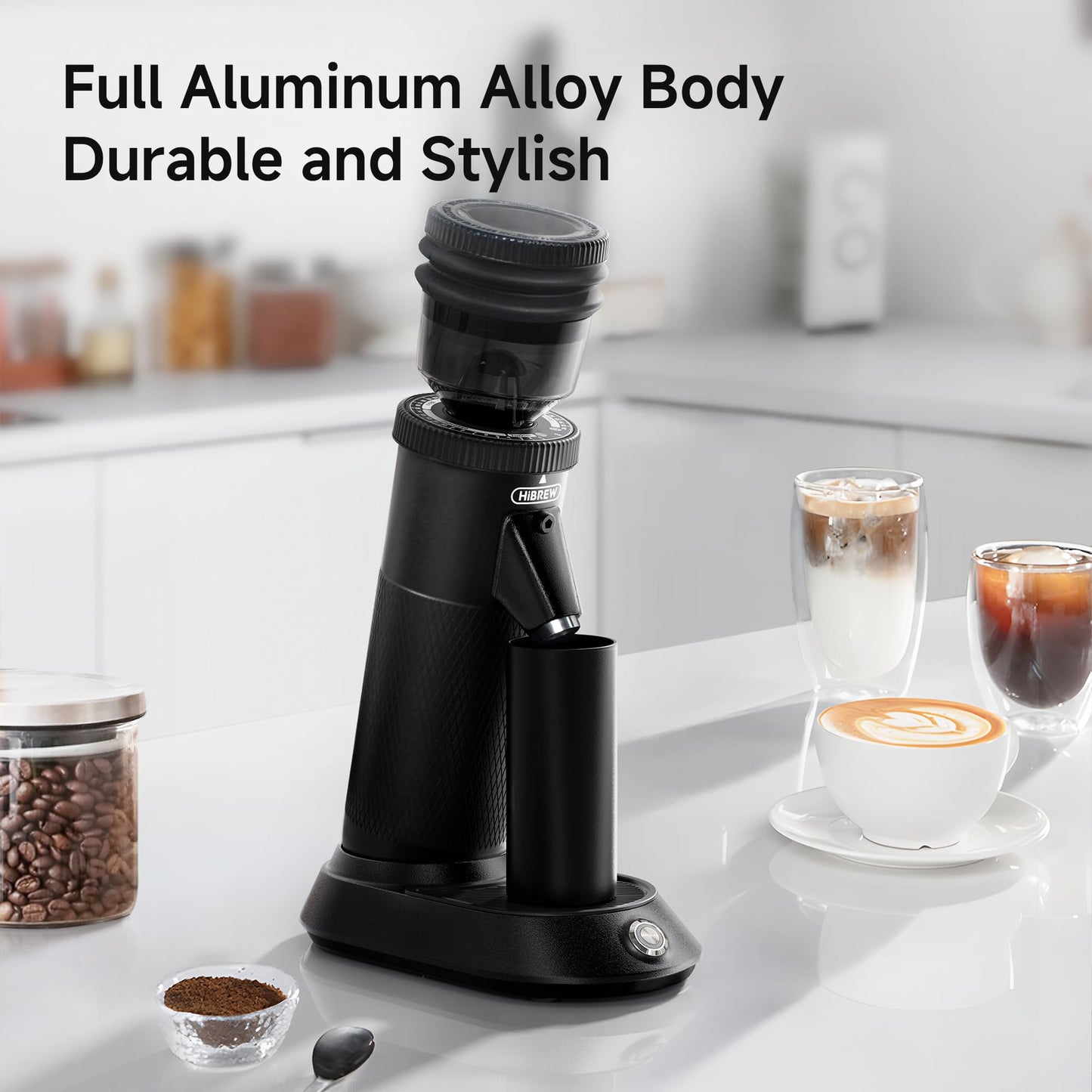 HIBREW G5 Coffee Grinder, Single Dose Burr Coffee Grinder, Electric Coffee Grinder with Magnetic Dosing Cup, Conical Coffee Bean Grinder with 36 Step Micro Grind Settings, Dual-Speed Adjustment, Black