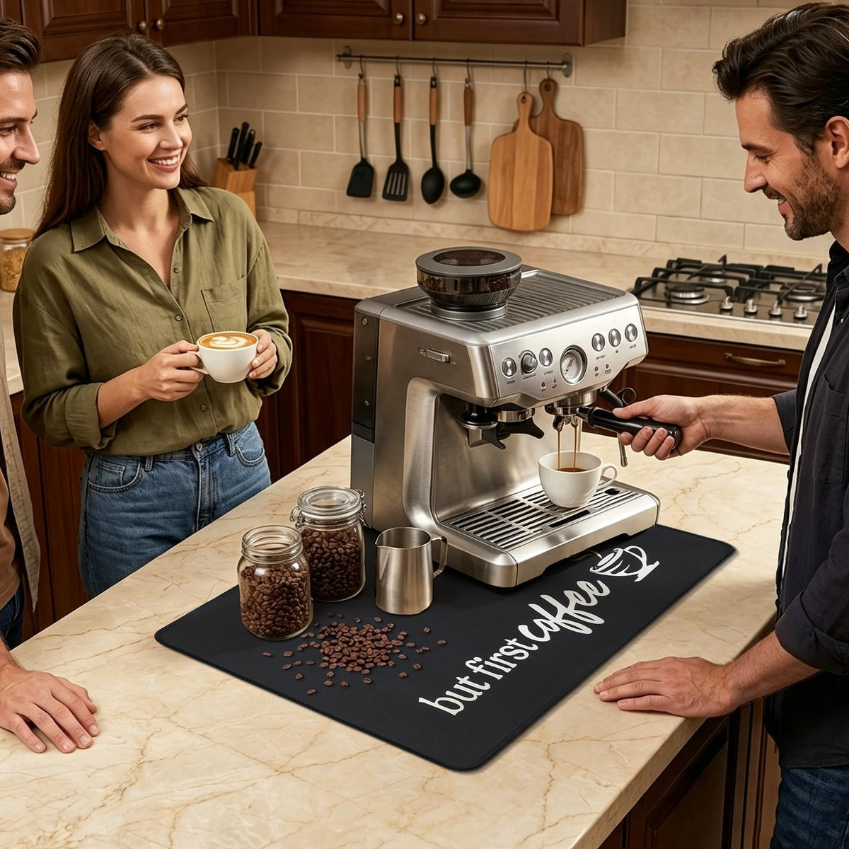 SHACOS Coffee Mat 2 Pack 12x19 Inch Black