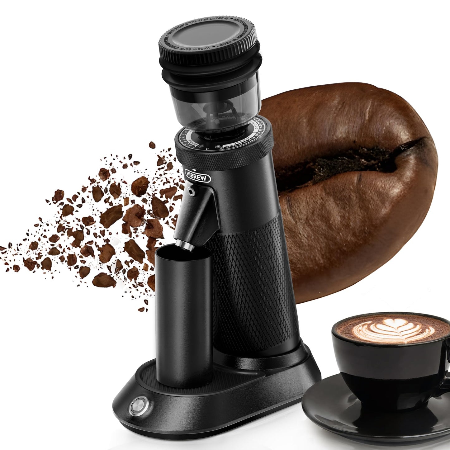 HIBREW G5 Coffee Grinder, Single Dose Burr Coffee Grinder, Electric Coffee Grinder with Magnetic Dosing Cup, Conical Coffee Bean Grinder with 36 Step Micro Grind Settings, Dual-Speed Adjustment, Black