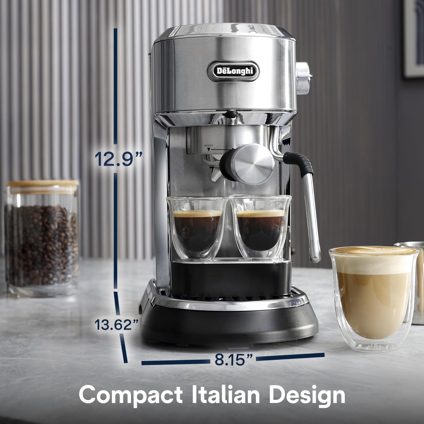 De’Longhi Dedica Maestro Espresso Machine with Milk Frother, 15-Bar Pump & Temperature Control - Barista Coffee Maker Kit for Espresso, Latte, Cappuccino & Iced Coffee - Italian Stainless Steel Design