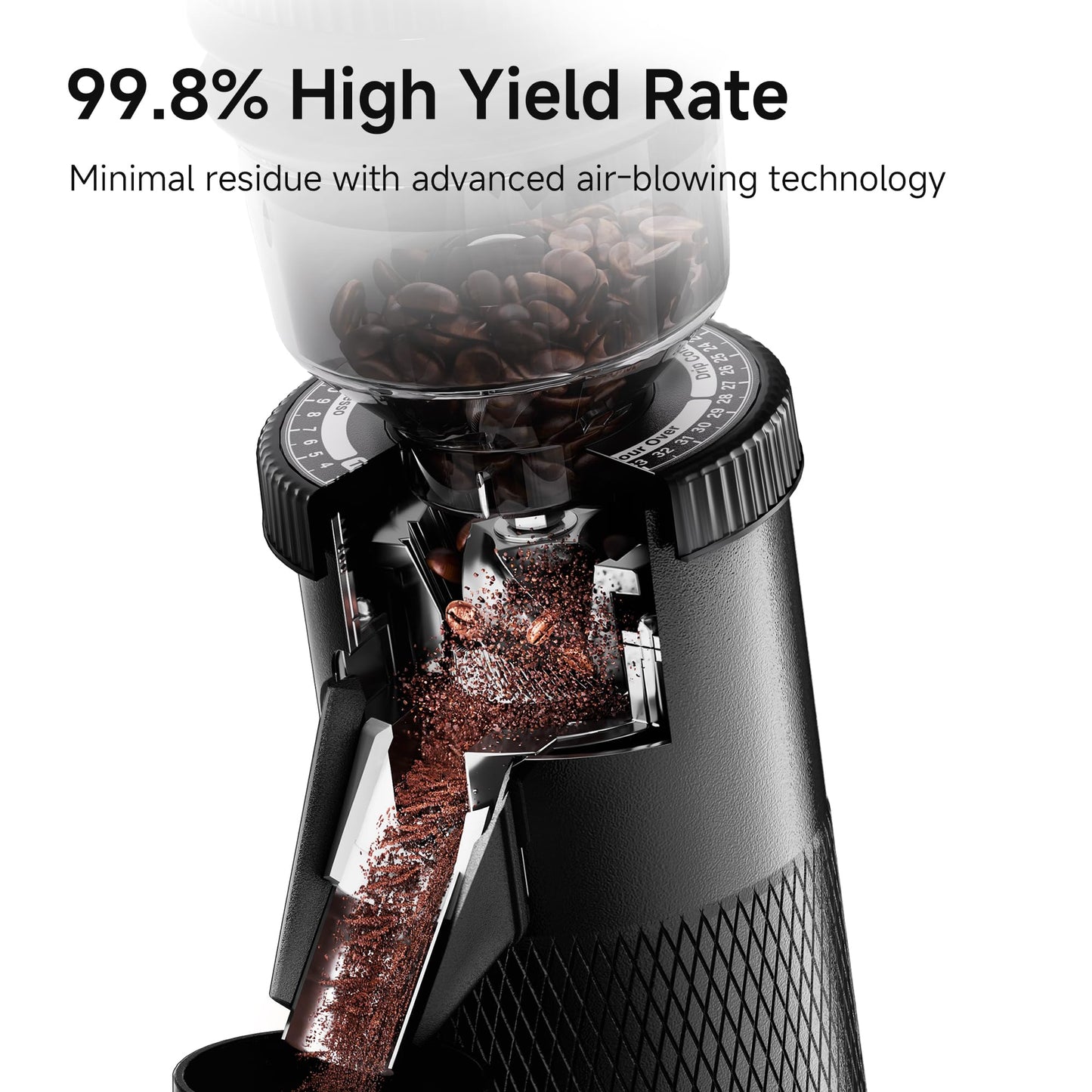 HIBREW G5 Coffee Grinder, Single Dose Burr Coffee Grinder, Electric Coffee Grinder with Magnetic Dosing Cup, Conical Coffee Bean Grinder with 36 Step Micro Grind Settings, Dual-Speed Adjustment, Black