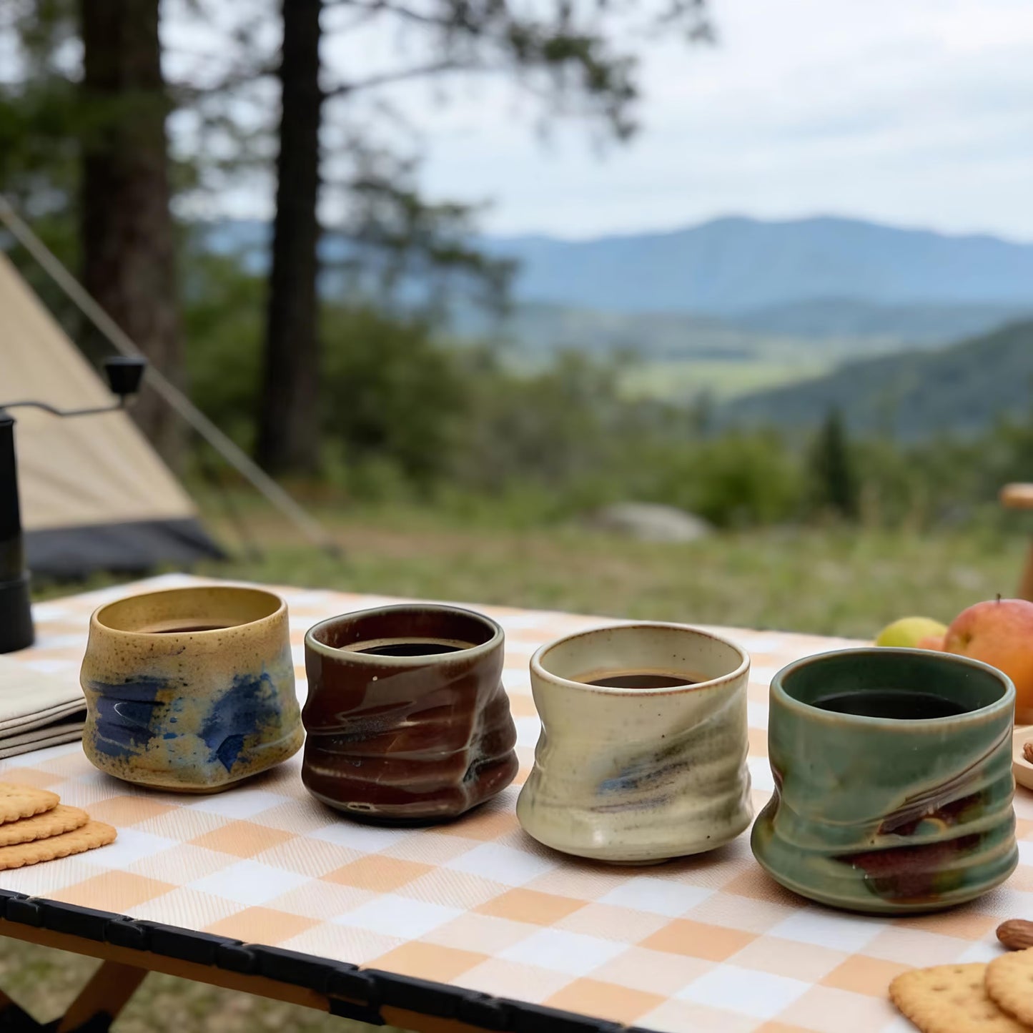lavzpqmnr Espresso and tea mug set, 5oz colored coffee mugs.