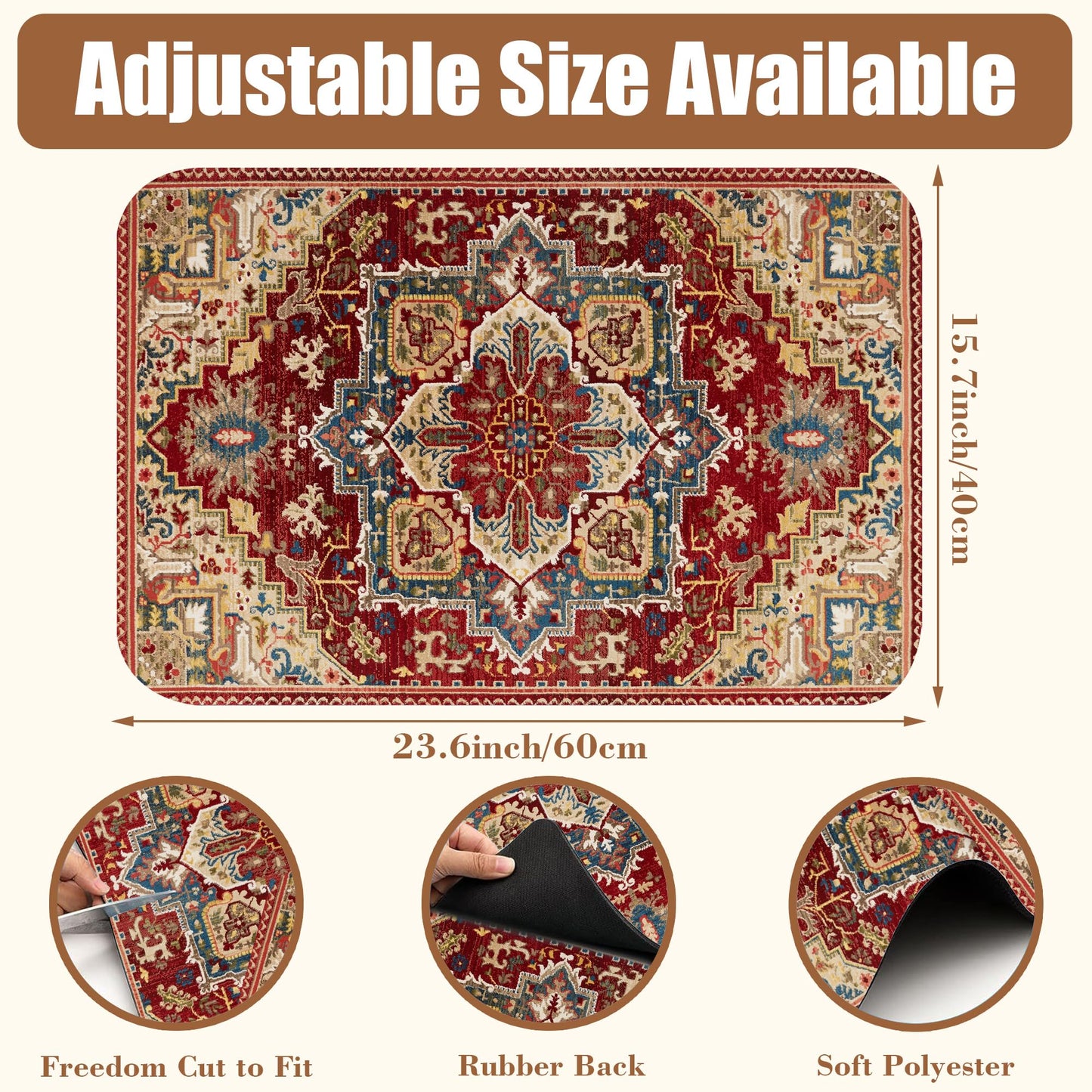 Boho Dish Drying Mat Persian Tribal Coffee Bar Mat for Countertop Absorbent Rubber Backed Hide Stain Dish Drainer Rack Pad Espresso Machine Coffee Pot Dining Room Decoration 15.7 x 23.6 Inch